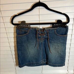 Bebe Blue and Brown Mini Skirt